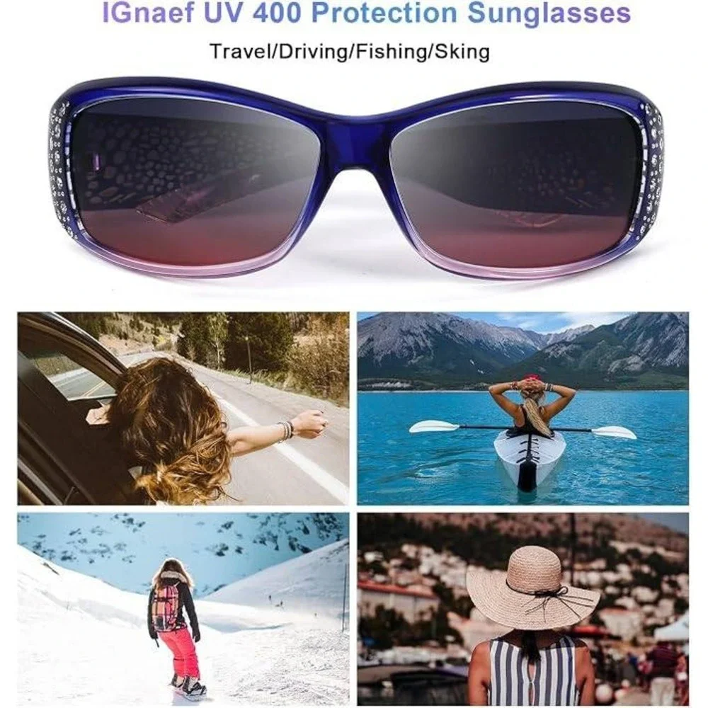 MSRP $26 IGnaef Womens Rhinestone Polarized Sunglasses UV400 Protection